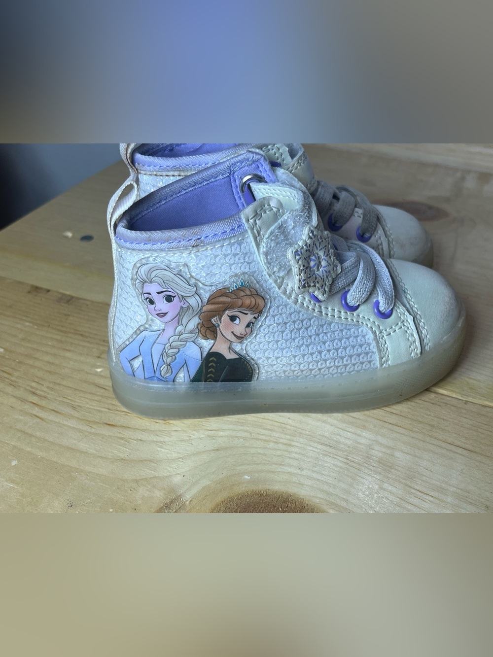 Girls' Frozen Elsa & Anna Light-Up Sneakers - White & Purple set of 2
